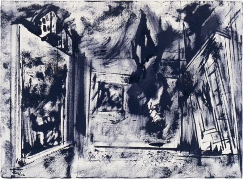 Victor Rubin Study for A Virtual Aviary, 1987; sketch on canvas; 41 x 56 cm; enquire