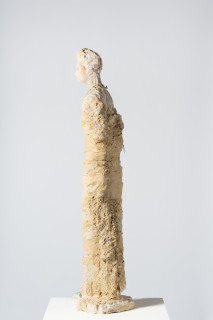 Linda Marrinon Woman with green rose (Portrait of Julia Zemiro), 2025; tinted and painted plaster with muslin; 110 x 28 x 28 cm; enquire