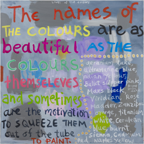 Angela Brennan The Lives of the colours, 2018; oil on linen; 121 x 121 cm; enquire