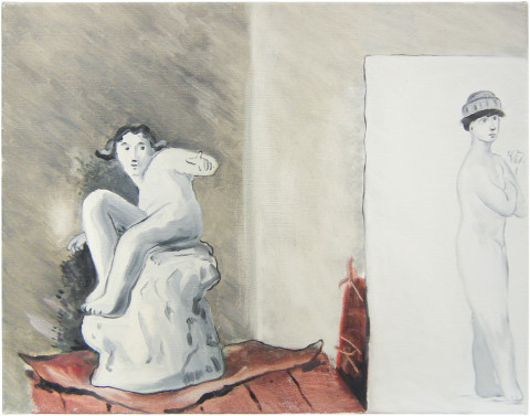 Linda Marrinon Still life with sculpture and drawing, 2000; oil on canvas; 36 x 46 cm; enquire