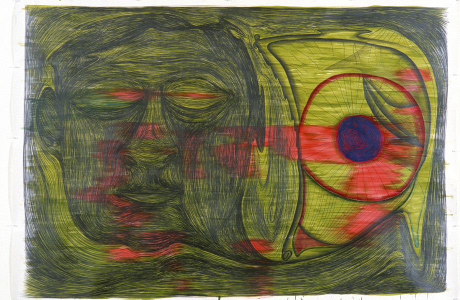 Dale Frank The Sleeper with a Strange Perspective on Life (The Abstracted Liver Eye), 1985, pencil on paper, 182 x 265 cm