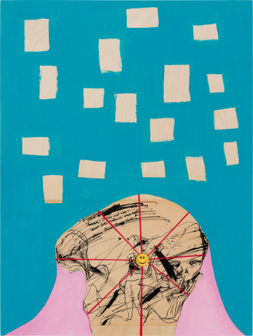 Gareth Sansom Smile, 2021; mixed media on plywood; 80 x 60 cm; more info; enquire