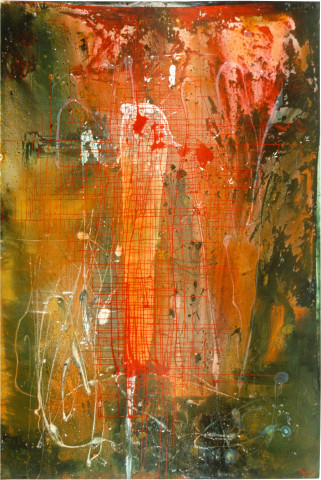 Dale Frank The Funeral of Little Dickie Bird, 1989; acrylic on canvas; 300 x 200 cm; enquire