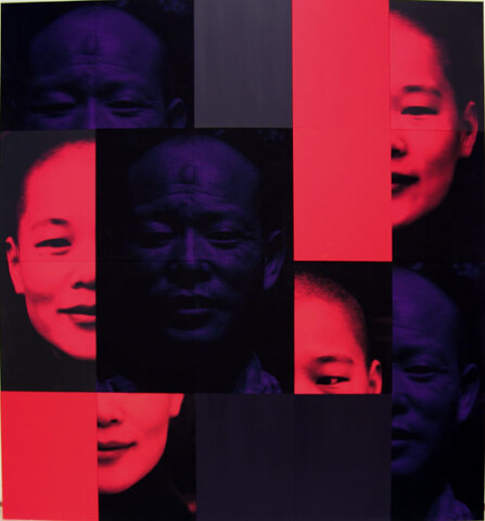 Lindy Lee True World Greets the Pilgrim, 2004; acrylic and pigmented ink on archival paper on board; 20 panels, 160 x 150 cm; enquire