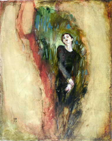 Hernan Bas The patron saint of shyness, 2007; mixed media on linen; 35.5 x 28 cm; enquire