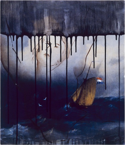 Mark Titmarsh Where The Wind Bites Keenest (Part II), 1989; acrylic and ink on canvas; 52 x 44.5 cm; enquire