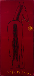 Jenny Watson Friendship, 1991; oil on German velvet; 182 x 81 cm; enquire