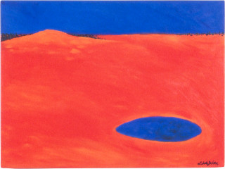 Linda Jackson Desert Waterhole, 1998; acrylic on wood; 44 x 60 cm; enquire