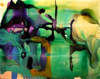 Dale Frank Linton Briblecombs beetroot paddock looking south to the Learchs and Mulgowie, May, 2004, 2004; varnish and acrylic on canvas; 200 x 260 cm; enquire