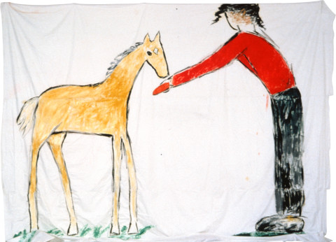 Jenny Watson The Yellow Foal (Purity), 1983; oil on fabric; 396 x 365 cm; enquire