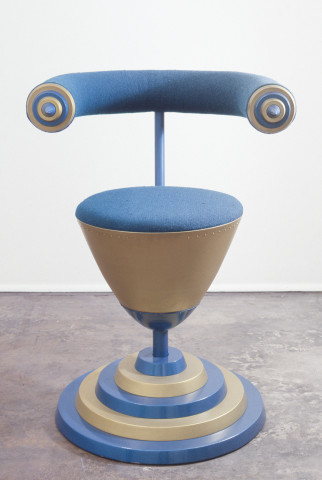 Marc Newson Throne, 1986; wood, steel, brass rivets, wool and coating; 63 x 90 cm; enquire