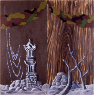 Tony Clark Chinoiserie Landscape, 1987; oil on canvas board; 76.2 x 76.2 cm; enquire