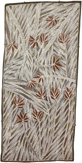 Mulkun Wirrpanda Dilminyin, 2015; 4816Q; Bark painting; 94 x 45 cm; enquire