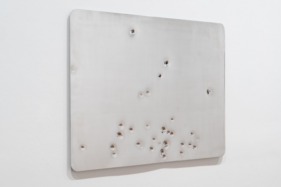 Marley Dawson Landscape/Constellation - Bethanga/Glances, 2025; decommissioned aluminium road sign; 60 x 80 cm; enquire