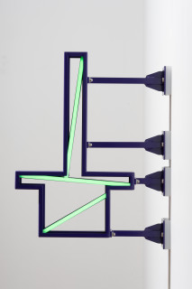 Callum Morton City Lights #14, 2026; steel, 2Pac polyurethane, lights; 82 x 62.5 x 12 cm; enquire