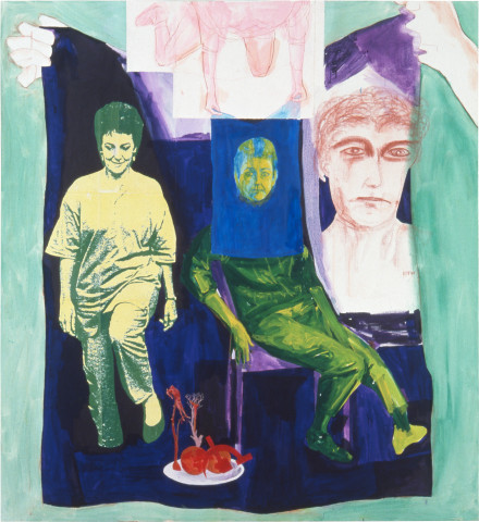 Geoff Lowe Irene Bolger, A Painting, 1990; laser photocopy, gouache, synthetic polymer paint alkyd resin, conte and paper on linen; 198 x 183 cm; enquire
