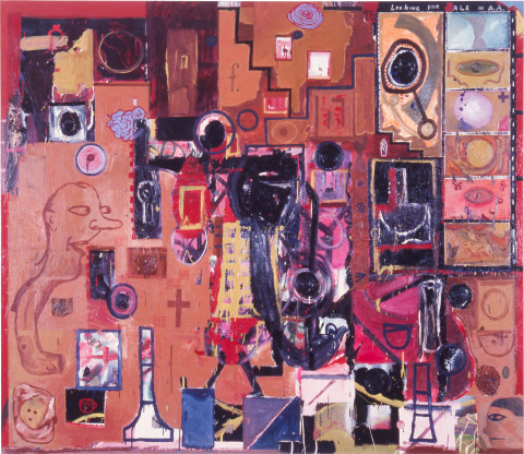 Gareth Sansom Looking for Dale in Abstract Art, 1988; oil and enamel on linen; 198.1 x 228.6 cm; enquire