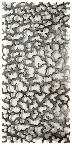 Lindy Lee Full Negative, 2012; Black mild steel and fire; 210 x 100 cm; enquire