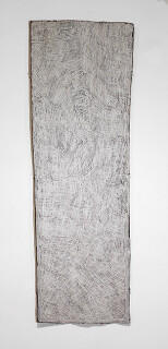Nyapanyapa Yunupiŋu Untitled, 2012; 3965J; natural earth pigments on bark; 158 x 51 cm; enquire