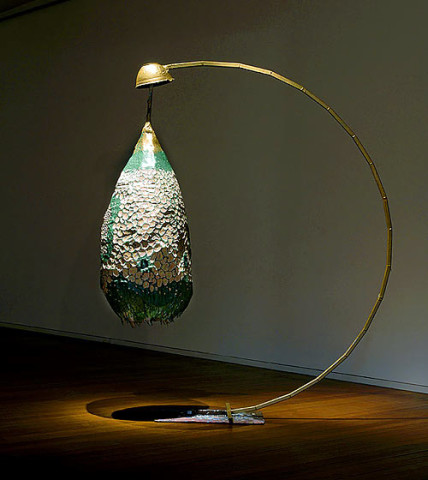 Rohan Wealleans Disciple of the Pearl, 2006; paint, fibreglass, polystyrene and metal stand; 2 parts: 148 x 52 x 63cm; 240 x 3 x 140cm; enquire
