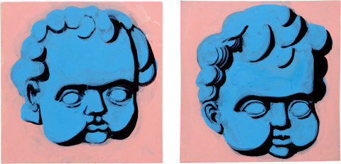 Tony Clark Putti (pair) III, 2008; acrylic on canvas; 2 parts each: 45.6 x 45.6 cm; enquire