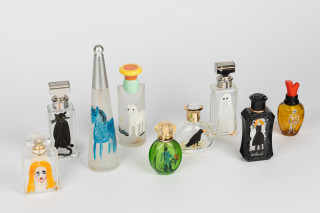 Jenny Watson Perfume, 2001; oil paint, perfume bottles; dimensions variable; enquire