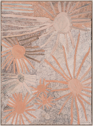 Nyapanyapa Yunupiŋu Djulpan, 2021; 2505-21; earth pigments on acrylic; 125 x 92 cm; more info; enquire