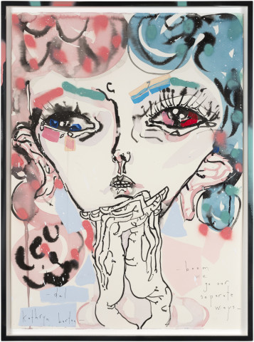 Del Kathryn Barton boom we go our separate ways, 2017; ink and acrylic on hot press paper; 80.5 x 60.5 cm; Enquire