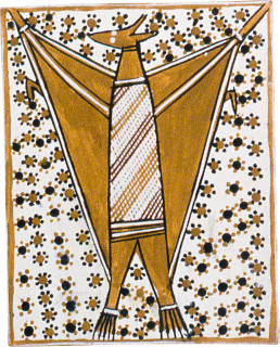 George Milpurrurru Warrnyu - Flying Fox, 1990; natural ochre pigments on canvas; 25.4 x 10.3 cm; enquire