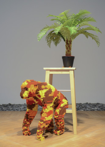 Claire Healy and Sean Cordeiro Breakfast Bar / Kitchen – Chimpanzee, 2011; Lego, Ikea bar stool, plant; 140 x 65 x 58 cm; enquire