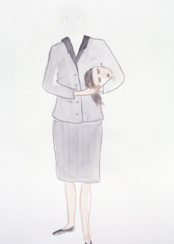 Vivienne Shark LeWitt untitled sketch (woman holding hand), 1994; watercolour on paper; 75 x 55 cm; enquire