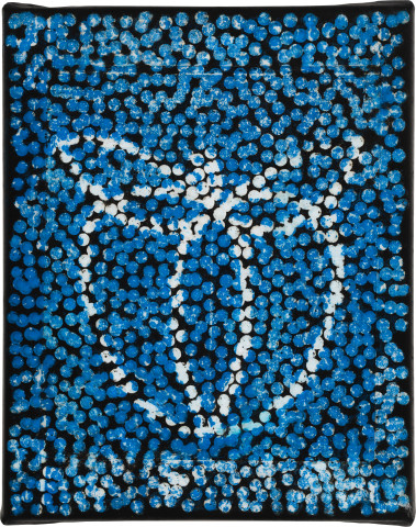 Daniel Boyd Untitled (MPABT#4), 2023; relief print, ink, oil and archival glue on paper mounted to canvas; 25 x 20 cm; more info; enquire