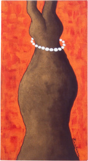 Linda Jackson Boab and Pearls, 1998; acrylic on wood; 54 x 30 cm; enquire