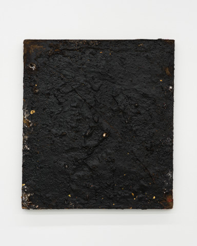 Kirtika Kain The Solar Line XXII, 2020; Tar, plaster, disused silk screen; 67 x 59 cm; more info; enquire