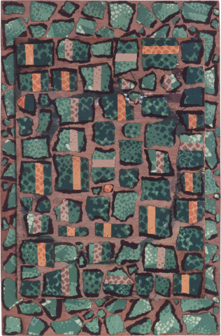Rosalie Gascoigne First Fruits, 1991; torn linoleum on plywood; 79.5 x 52 cm; enquire