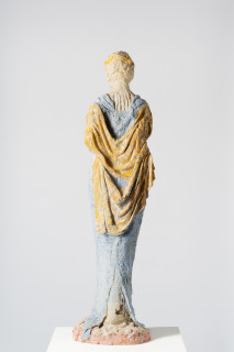 Linda Marrinon Woman with a tiara, 2025; tinted and painted plaster and muslin; 110 x 26 x 20 cm; enquire