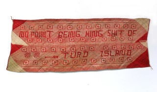 Newell Harry untitled (No Point being King Shit of Turd Island III), 2011; from the series gift mat; Pandanus, dye ; 82 x 216 cm; enquire