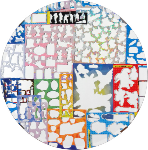 Teppei Kaneuji Ghost Buildings (Mirror # 4), 2011; mirror, assorted sticker sheets; 55.5 x 55.5 cm; enquire