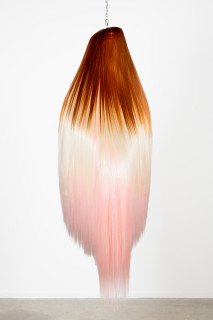 Patricia Piccinini Sensuous Gyre Cascade, 2023; synthetic hair, fibreglass, electric motor, chain; 173 x 95 x 59 cm; enquire