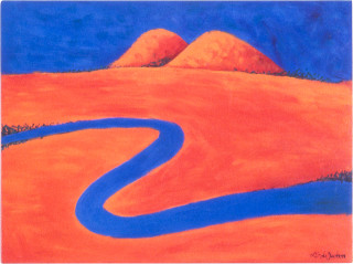 Linda Jackson Sandhills and River, 1998; acrylic on wood; 44 x 60 cm; enquire