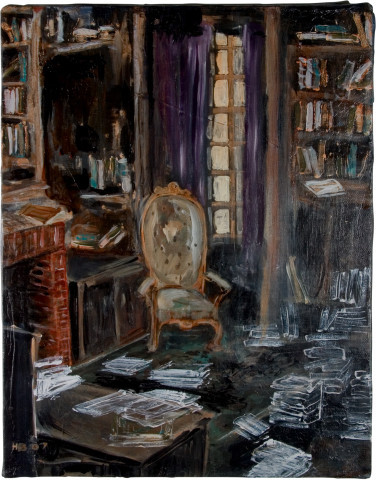 Hernan Bas The ghosts of books half-read, 2007; mixed media on linen; 35.5 x 28 cm; enquire