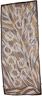 Mulkun Wirrpanda {arwirr, 2015; 4599M; Bark painting; 69 x 29 cm; enquire