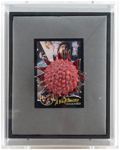 Rohan Wealleans Blade attack II, 2014; paint and polystyrene on trading cards; 17 x 13.8 x 9 cm; enquire