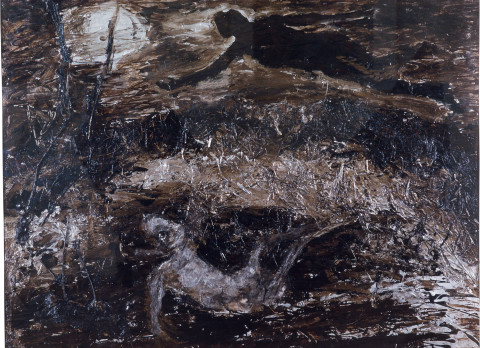Ken Unsworth The Sigh of Night Stills the Tide of Sleep, 1984; oil and bitumen based paint on paper; 76 x 102 cm; enquire