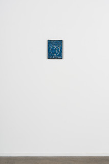 Daniel Boyd Untitled (MPABT#4), 2023; relief print, ink, oil and archival glue on paper mounted to canvas; 25 x 20 cm; enquire