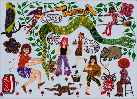 Kaylene Whiskey Seven Sistas Party at Iwantja, 2020; Acrylic on linen; 67 x 91 cm; more info; enquire