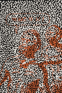 Daniel Boyd Untitled (PAMLATDOH), Untitled (ITIIKWWD), 2025; oil, acrylic and archival glue on paper mounted to canvas; diptych; 50 x 75 cm, 45 x 55 cm; enquire