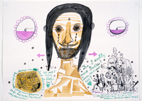 Gareth Sansom God, 1989; watercolour and ink on paper; 56 x 76 cm; enquire