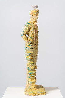 Linda Marrinon A sentimental bloke, 2025; painted plaster and hessian; 80 x 28 x 28 cm; enquire