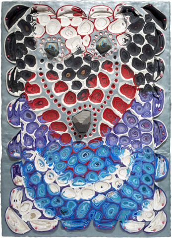 Rohan Wealleans Drowning of the Mother, 2011; paint and pins on board; 70 x 50 x 8 cm; enquire